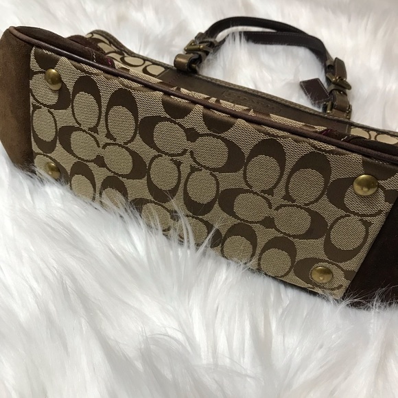 Suede Signature Coach Shoulder Bag - Picture 3 of 8